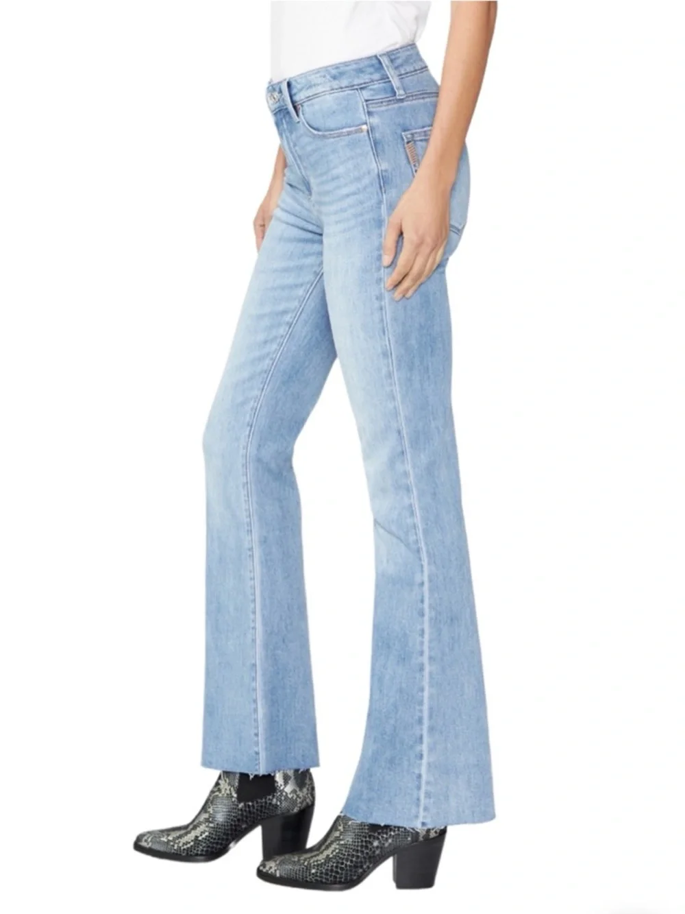 PAIGE High Rise Laurel Canyon Raw Hem Bootcut Jeans Size 30 Marienne NWT - Picture 3 of 10
